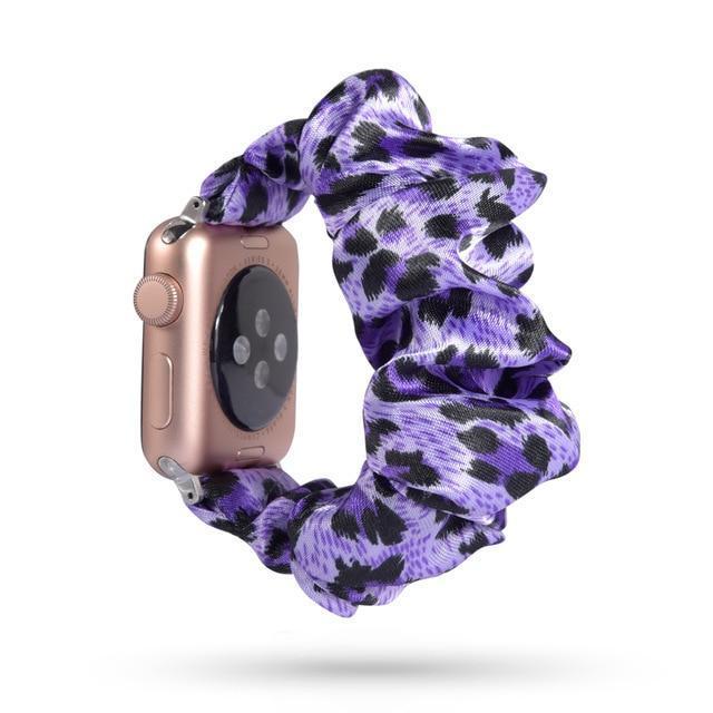Home 29-Violet cheetah / 38mm or 40mm 36+ colors Stretch Apple watch scrunchie elastic band, Series 5 4 iwatch sporty scrunchy 38/40mm 42/44mm, Gift for her, men women watchband