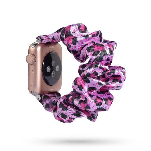 Home 31-Lilac Leopard / 38mm or 40mm Neon glow solid colors, hot pink, pastel fluorescent straps, Apple watch scrunchies elastic band, Series 5 4 scrunchy 38/40mm 42/44mm Unisex