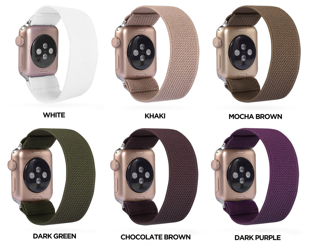 Home Silver adapter connectors Stretch Apple watch fabric nylon cotton elastic replacement band, Series 5 4 3  iwatch scrunchy 38/40mm 42/44mm men women