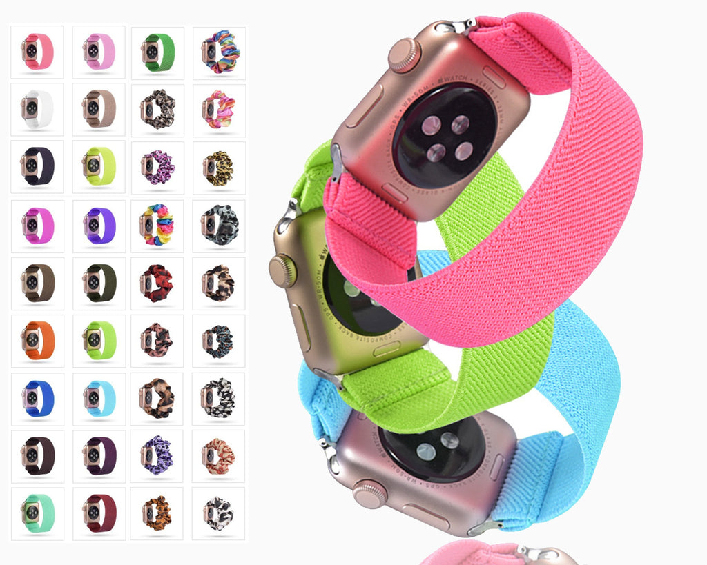 Home Men solid color sports straps, Apple watch scrunchie elastic fitness band, Series 5 4 3 iwatch scrunchy 38/40mm 42/44mm Unisex gift for him