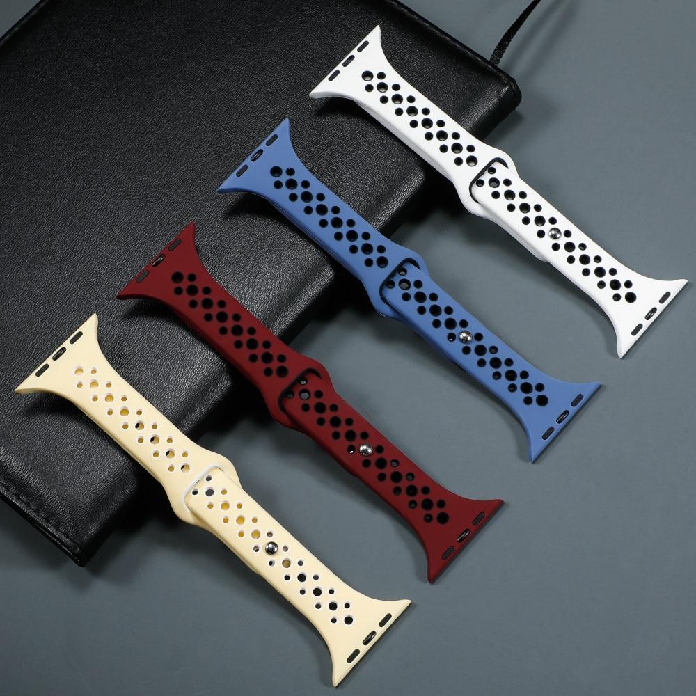 Slim strap iWatch Band Breathable sport silicone bracelet Series 7 6 5