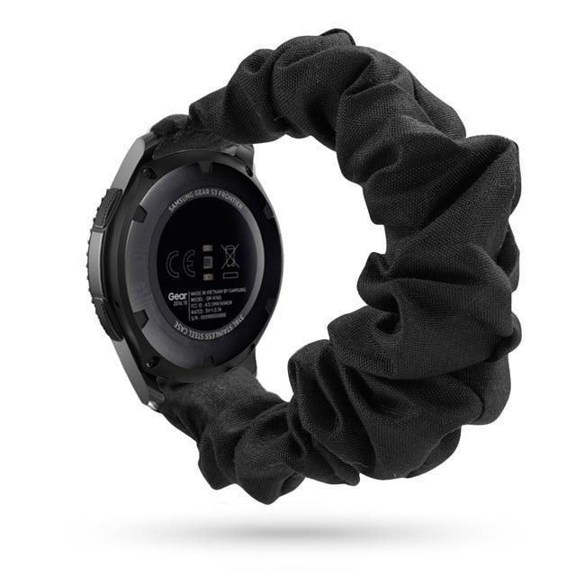 Home 20mm watch band Solid Black Scrunchies Bohemian Fashion Design Elastic Watch Strap For Women