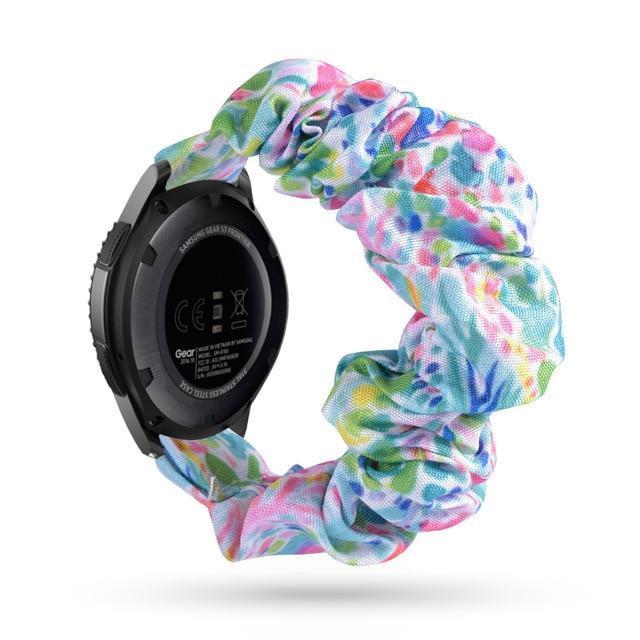 Home 20mm watch band Teal Abstract Scrunchies Bohemian Fashion Design Elastic Watch Strap For Women