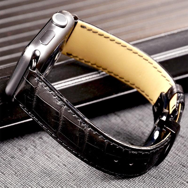 Quality Genuine Alligator Band Series 7 6 5 Butterfly Buckle Bracelet