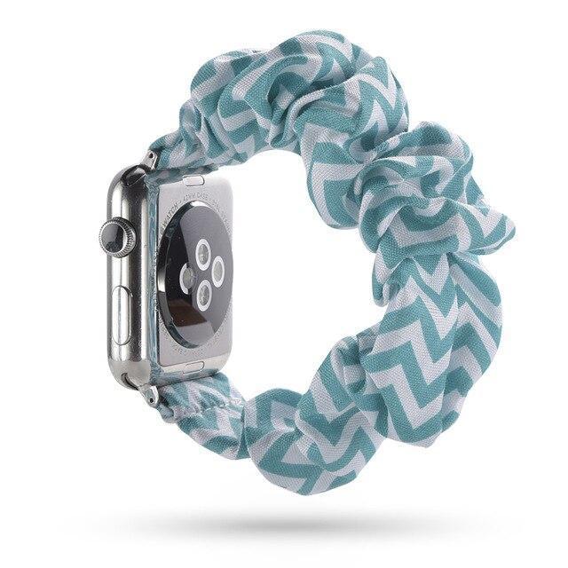 Home turquoise / 38mm or 40mm Turquoise Scrunchie Elastic Watch Band for Apple iWatch Series 5 4 3 For Women