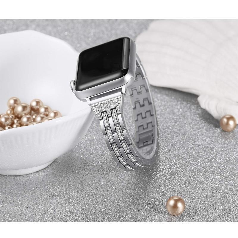 Diamond Rhinestone Luxury Link Bracelet Women iWatch Series 7 6 5 4