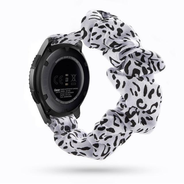 Home 20mm watch band White Leopard Scrunchies Bohemian Fashion Design Elastic Watch Strap For Women