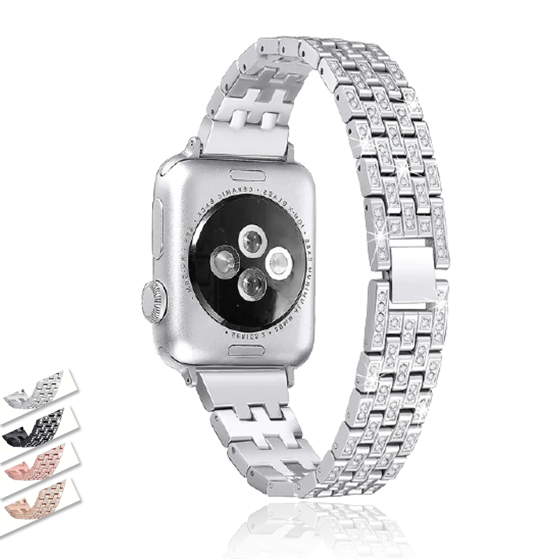 Watchbands Silver / 38mm Apple Watch Band Series 6 5 4 Women's Diamond Steel Bracelet iWatch 38mm 40mm 42mm 44mm Ladies Shiny Luxury belt Wristband |Watchbands|