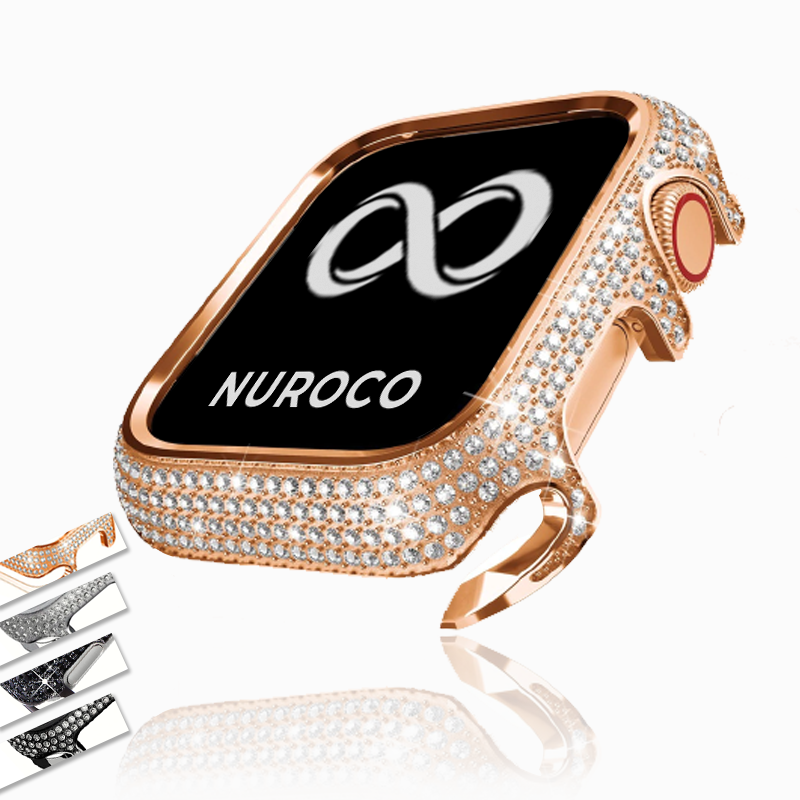 Watch Cases Rose gold / 38mm Apple Watch Cases imitate Diamond bling crystal rhinestone cover bezel