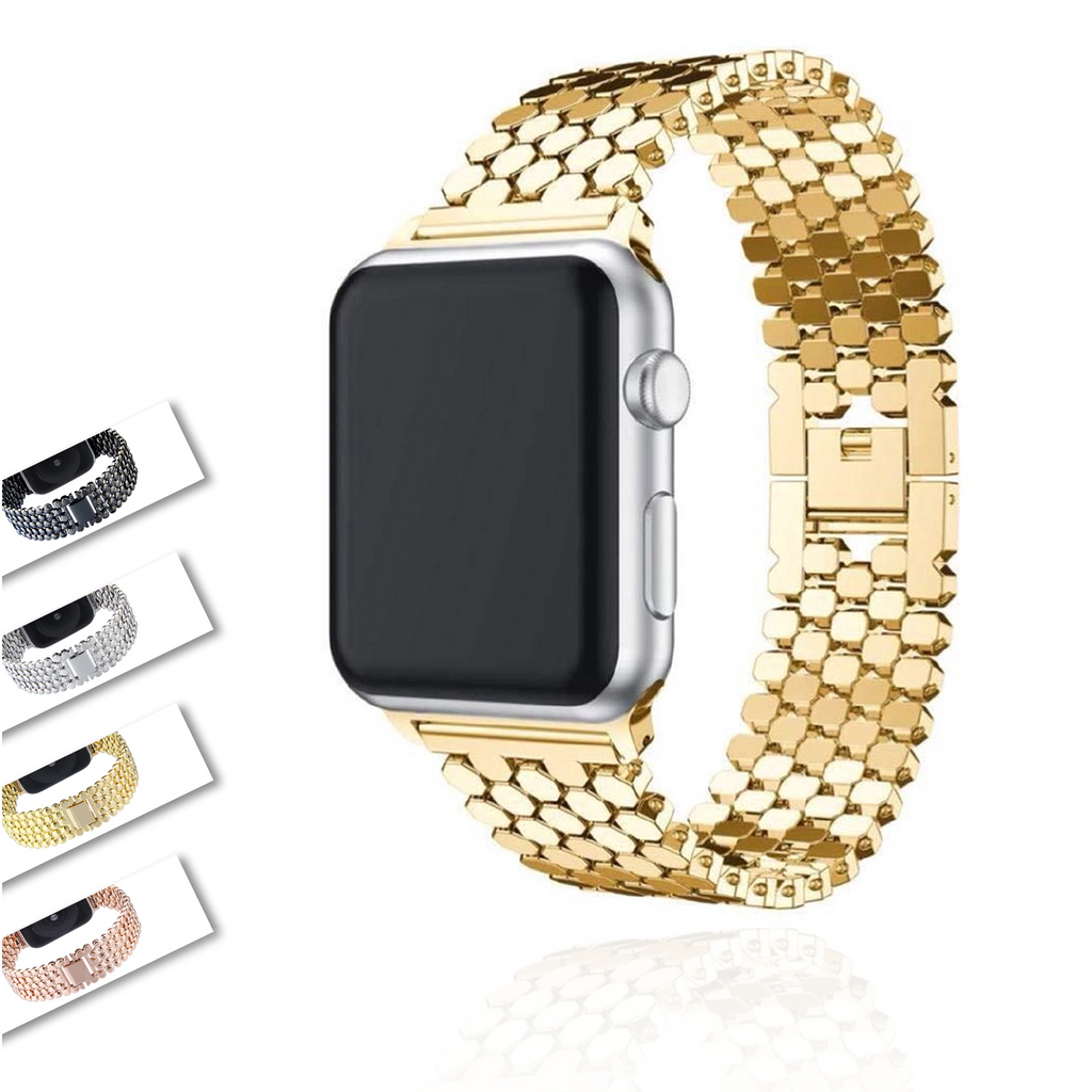 Gold Apple Watchband Luxury Designer Women Series 7 6 5 Hexagon Strap