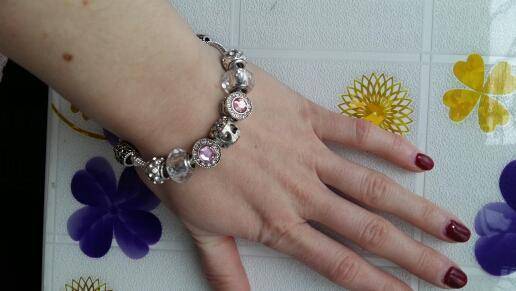 3 Colors, Silver Crystal Four Leaf Clover Bracelet with Clear Murano Glass Beads