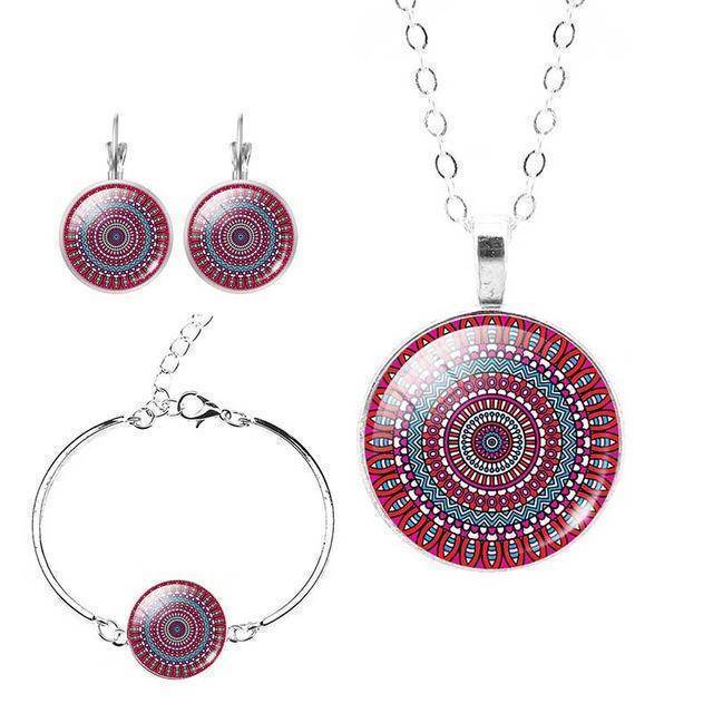 Jewelry 4 Indian Mandala OM Zen Buddhist Symbol Jewelry Set