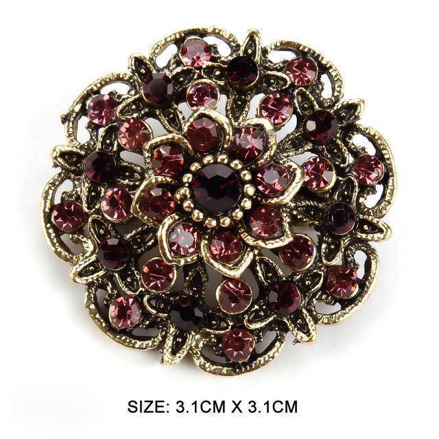 jewelry 631 Vintage Gold Crystal  Antique Brooch Pins