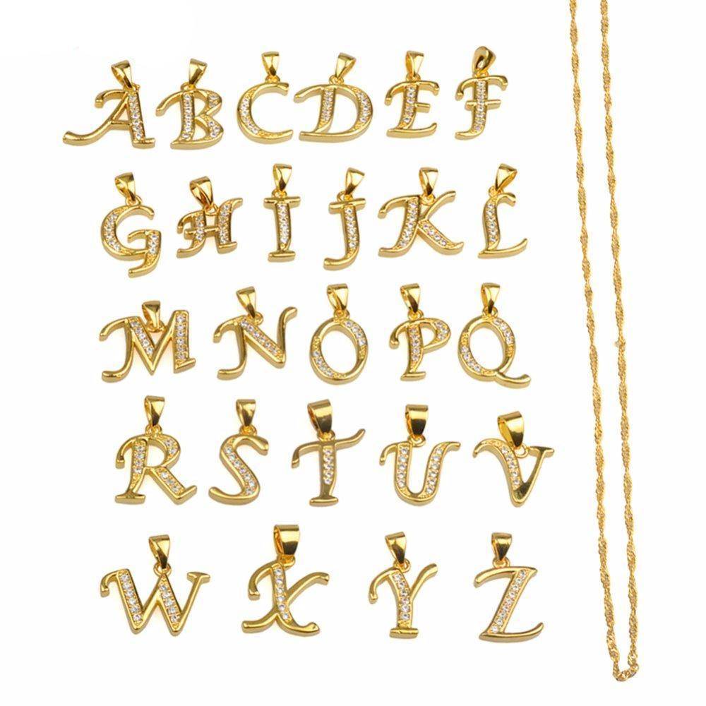 A- Z Small Letters Gold Pendant Necklace with Chain 45cm / 60cm