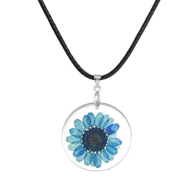 jewelry Aqua Free!! Just Pay $5.95 For Shipping  Sale - Handmade Boho Resin Dried Flower Daisy Necklace  45cm