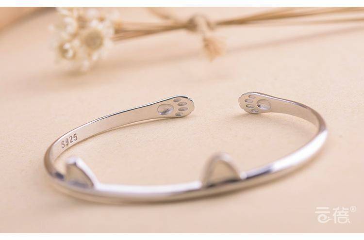 jewelry Beautiful 925 Sterling Silver Bangles Cat Cuff Bangles & Bracelets