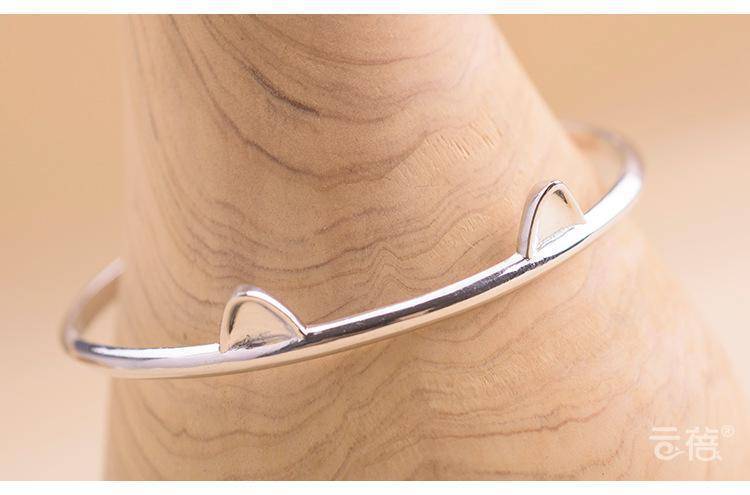 - & www.Nuroco.com Cuff Bangles 925 Sterling Bracelets* Beautiful Cat Bangles Silver
