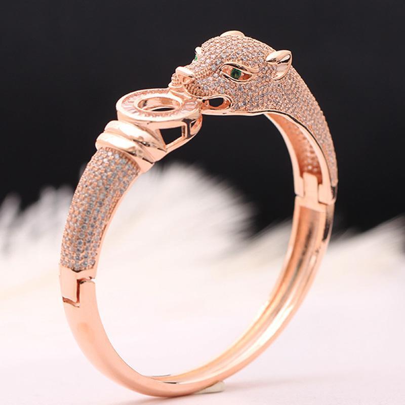 Blucome Luxury Brand leopard Animal Bangle for Men Accessories