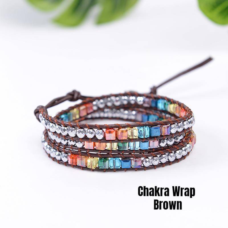 Smoky Crystal Brown Leather Triple outlets Wrap Bracelet with Real Blue Butterfly Button