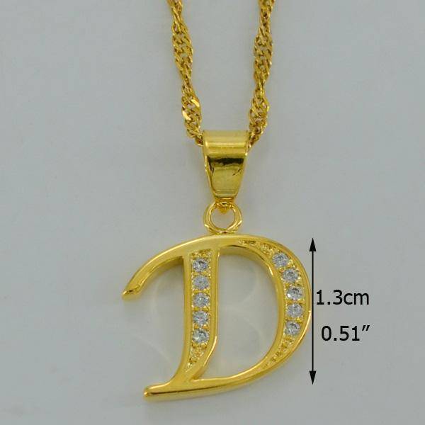A- Z Small Letters Gold Pendant Necklace with Chain 45cm / 60cm