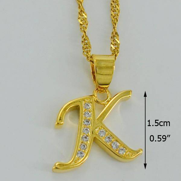 jewelry Choose Letter K / 45cm Thin Chain A- Z Small Letters Gold Pendant Necklace with Chain 45cm / 60cm