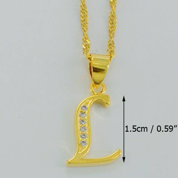 jewelry Choose Letter L / 45cm Thin Chain A- Z Small Letters Gold Pendant Necklace with Chain 45cm / 60cm