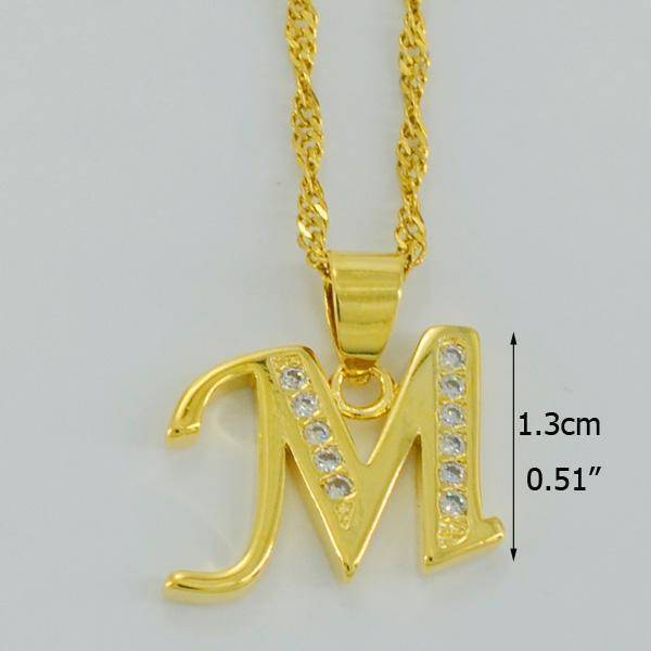 jewelry Choose Letter M / 45cm Thin Chain A- Z Small Letters Gold Pendant Necklace with Chain 45cm / 60cm