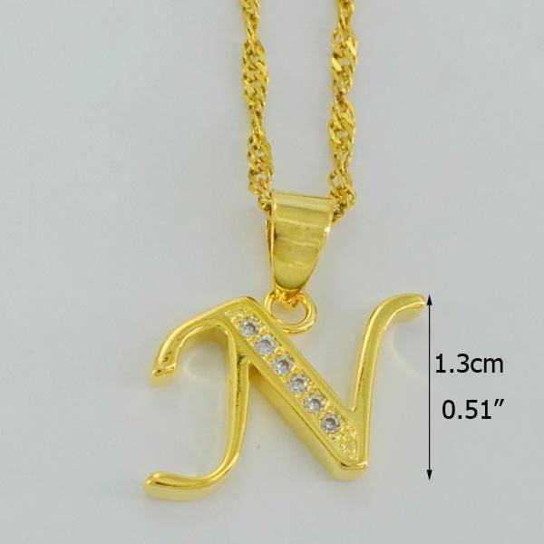 jewelry Choose Letter N / 45cm Thin Chain A- Z Small Letters Gold Pendant Necklace with Chain 45cm / 60cm