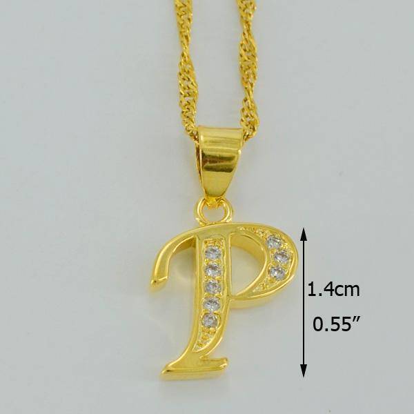 jewelry Choose Letter P / 45cm Thin Chain A- Z Small Letters Gold Pendant Necklace with Chain 45cm / 60cm
