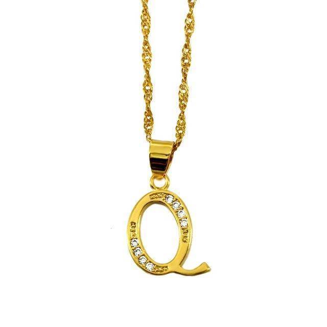 jewelry Choose Letter Q / 45cm Thin Chain A- Z Small Letters Gold Pendant Necklace with Chain 45cm / 60cm