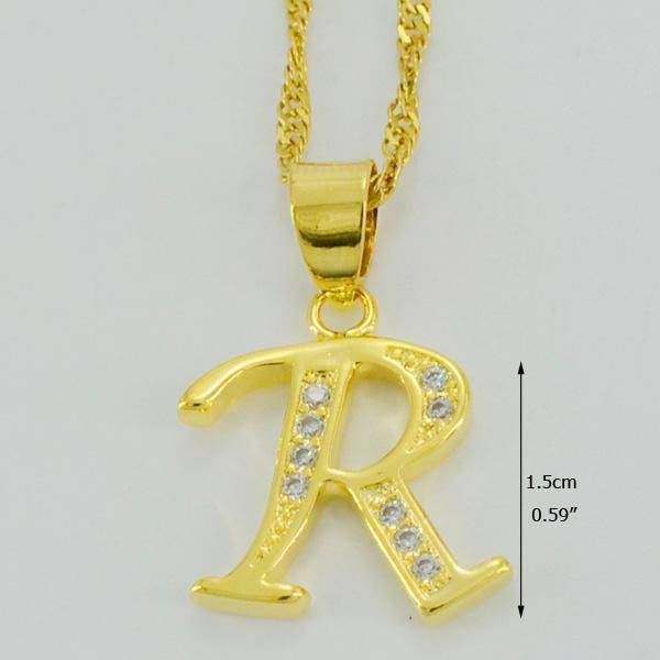 jewelry Choose Letter R / 45cm Thin Chain A- Z Small Letters Gold Pendant Necklace with Chain 45cm / 60cm