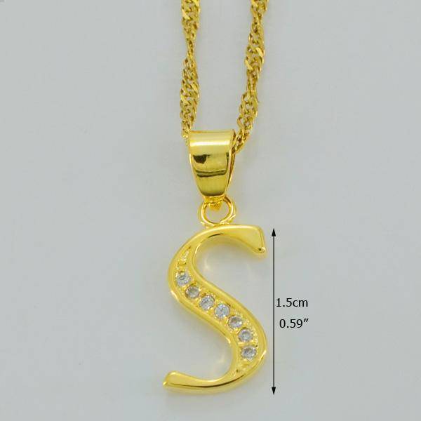 jewelry Choose Letter S / 45cm Thin Chain A- Z Small Letters Gold Pendant Necklace with Chain 45cm / 60cm