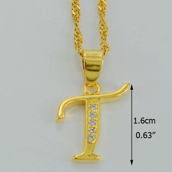 jewelry Choose Letter T / 45cm Thin Chain A- Z Small Letters Gold Pendant Necklace with Chain 45cm / 60cm