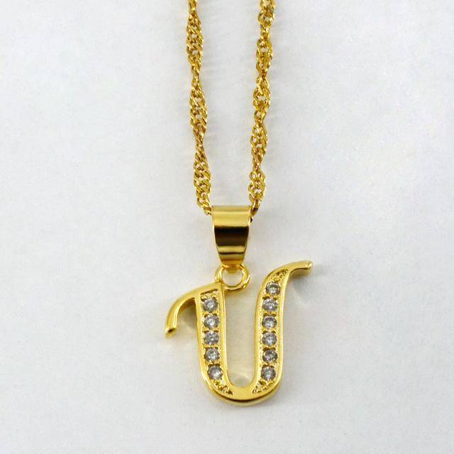 jewelry Choose Letter U / 45cm Thin Chain A- Z Small Letters Gold Pendant Necklace with Chain 45cm / 60cm
