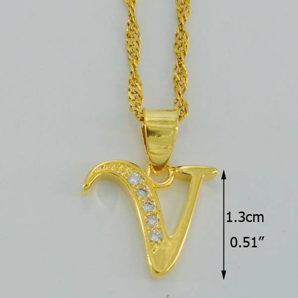 jewelry Choose Letter V / 45cm Thin Chain A- Z Small Letters Gold Pendant Necklace with Chain 45cm / 60cm