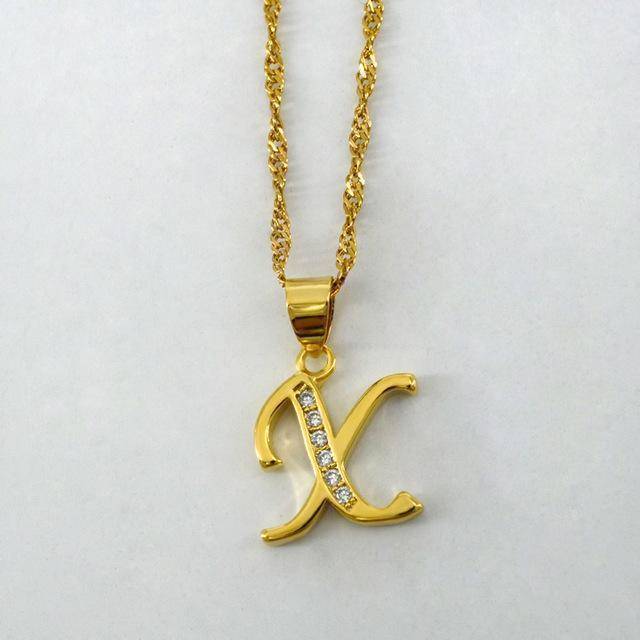 jewelry Choose Letter X / 45cm Thin Chain A- Z Small Letters Gold Pendant Necklace with Chain 45cm / 60cm