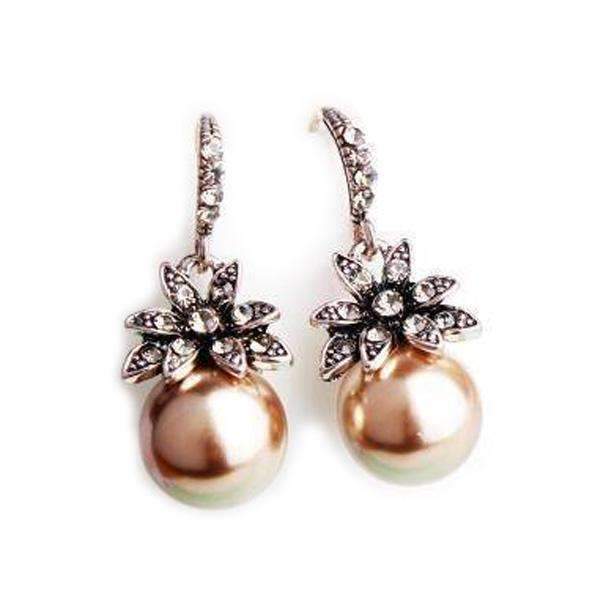 jewelry Coffee Luxury Pearl Drop Earrings Fine Jewelry Accessory