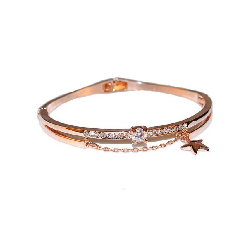 jewelry Crystal Star Cuff Bangle Rose Gold
