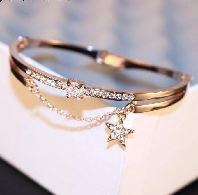 jewelry Crystal Star Cuff Bangle Rose Gold
