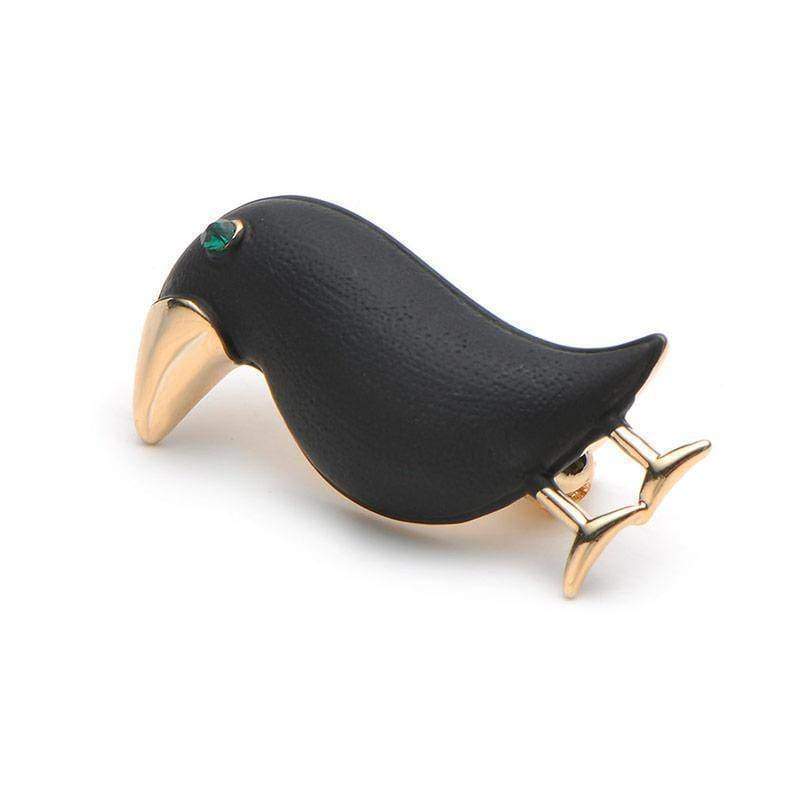 jewelry Cute Crow / Raven Brooch Black Paint Bird Enamel Brooches