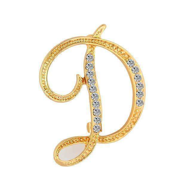 jewelry D A-S 26 Letters Brooches Metal Gold Crystal Pins