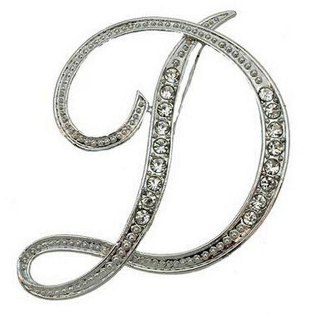 jewelry D Silver A-N Letter Crystal metal Brooch