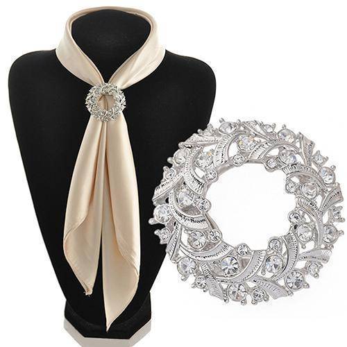 www.Nuroco.com - Dual Brooch Pin & Clip Round Sparkling Silk Ribbons ...
