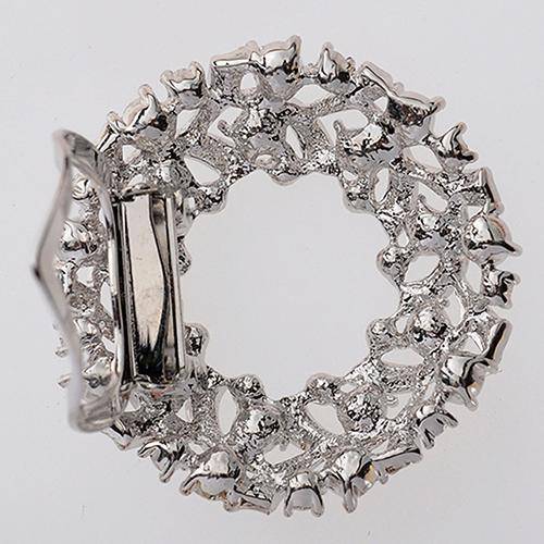 harmtty Women Shiny Rhinestone Inlaid Flower Scarf Ring Clip Holder Brooch  Pin Buckle 