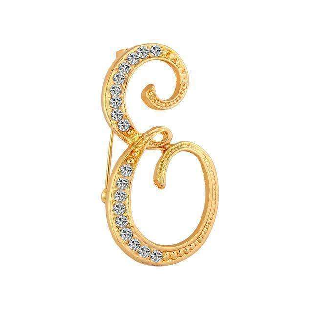 jewelry E A-S 26 Letters Brooches Metal Gold Crystal Pins