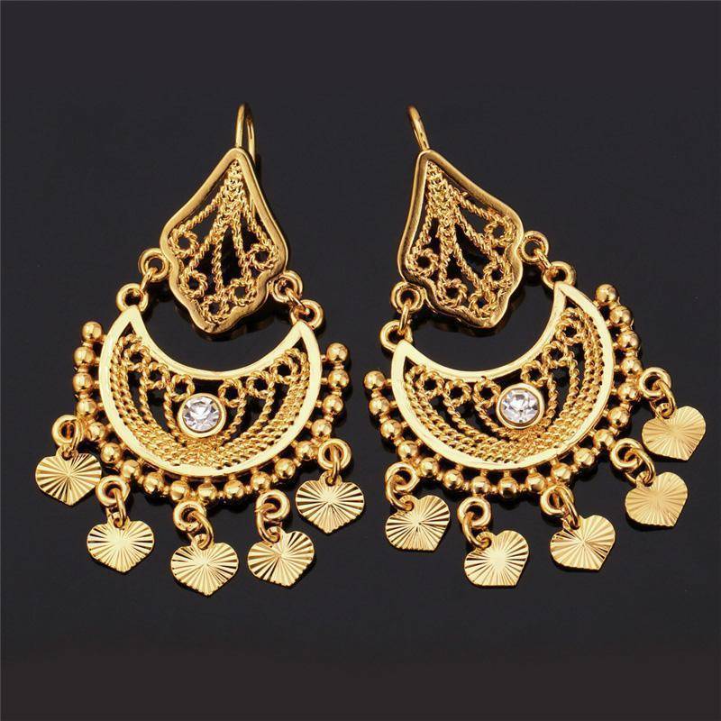 jewelry Ethnic Indian Rhinestone Tassels Drop Earrings