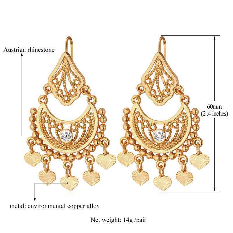 jewelry Ethnic Indian Rhinestone Tassels Drop Earrings