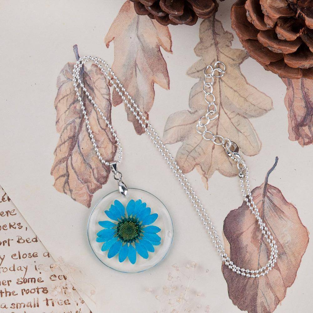 jewelry Free!! Just Pay $5.95 For Shipping  Sale - Handmade Boho Resin Dried Flower Daisy Necklace  45cm