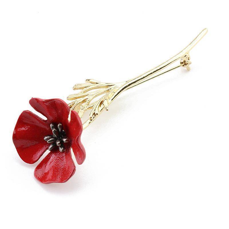 jewelry Gold Red Poppy Flower Brooch Vintage Collar Pins Brooches Pins