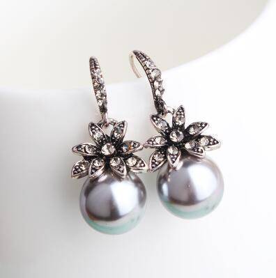 jewelry Gray Luxury Pearl Drop Earrings Fine Jewelry Accessory